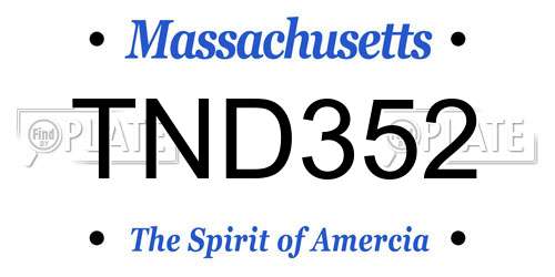 TND352 Massachusetts License Plate