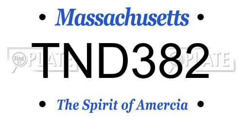 TND382 Massachusetts License Plate