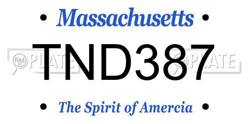 TND387 Massachusetts License Plate