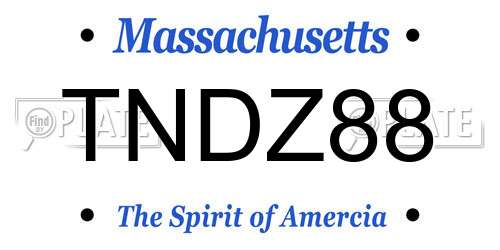 TNDZ88 Massachusetts License Plate