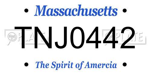 TNJ0442 Massachusetts License Plate