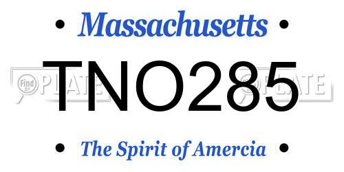 TNO285 Massachusetts License Plate
