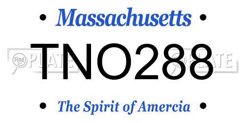 TNO288 Massachusetts License Plate