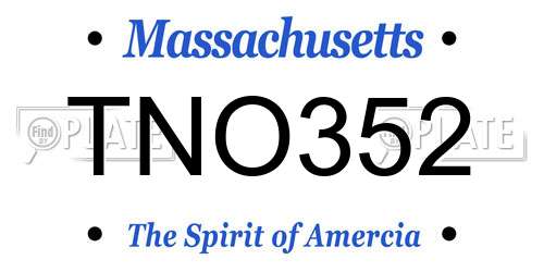 TNO352 Massachusetts License Plate