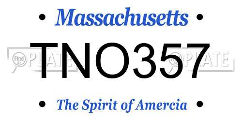 TNO357 Massachusetts License Plate