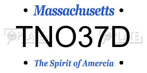 TNO37D Massachusetts License Plate