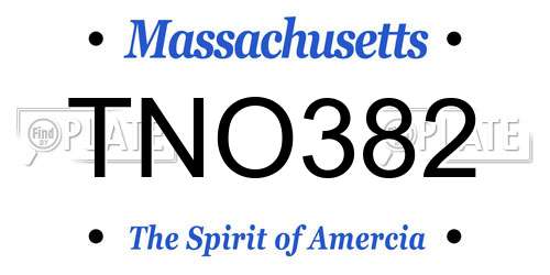 TNO382 Massachusetts License Plate
