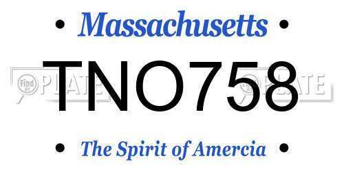TNO758 Massachusetts License Plate