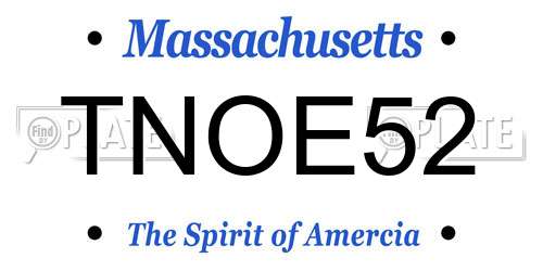 TNOE52 Massachusetts License Plate