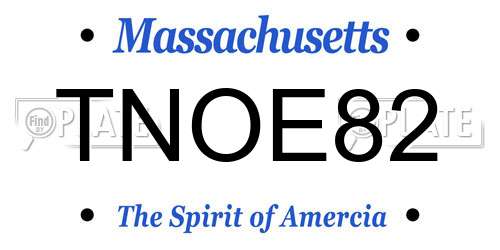 TNOE82 Massachusetts License Plate