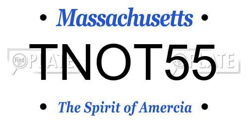 TNOT55 Massachusetts License Plate