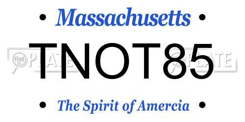 TNOT85 Massachusetts License Plate
