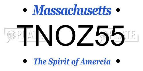 TNOZ55 Massachusetts License Plate