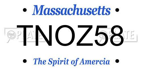 TNOZ58 Massachusetts License Plate