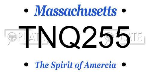 TNQ255 Massachusetts License Plate