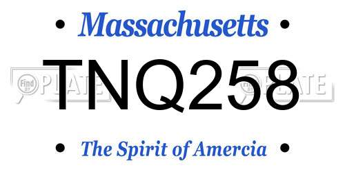 TNQ258 Massachusetts License Plate