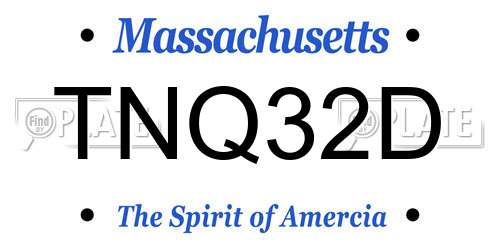 TNQ32D Massachusetts License Plate