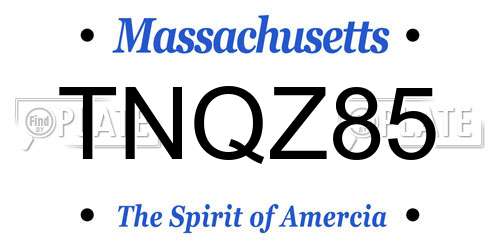 TNQZ85 Massachusetts License Plate