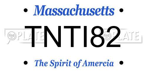 TNTI82 Massachusetts License Plate