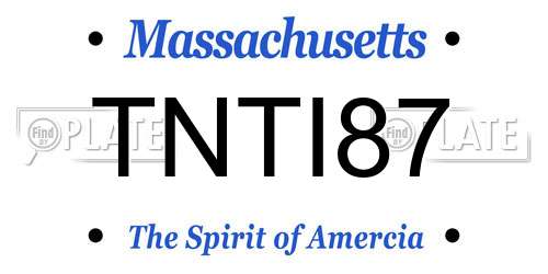 TNTI87 Massachusetts License Plate