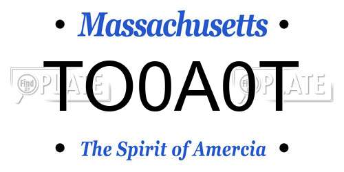 TO0A0T Massachusetts License Plate