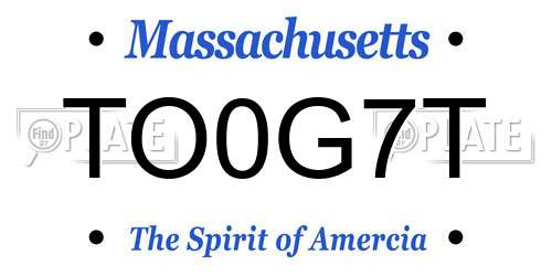 TO0G7T Massachusetts License Plate