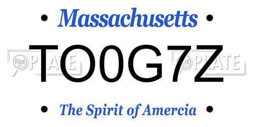 TO0G7Z Massachusetts License Plate