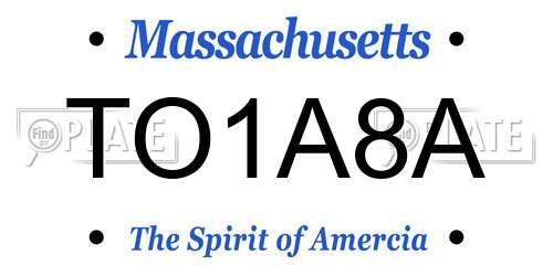 TO1A8A Massachusetts License Plate