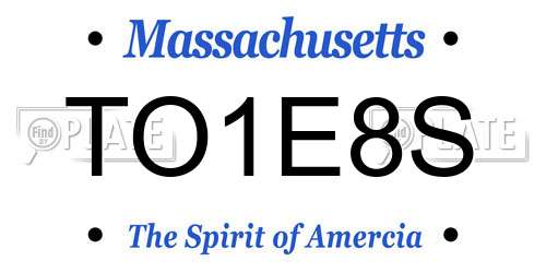 TO1E8S Massachusetts License Plate