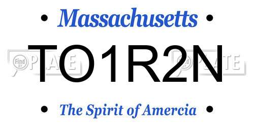 TO1R2N Massachusetts License Plate