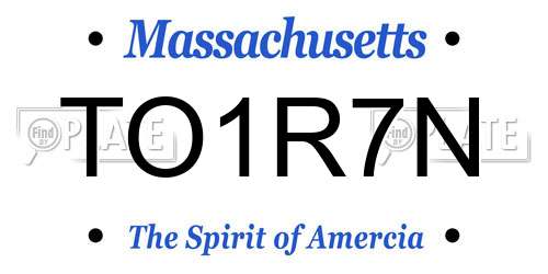 TO1R7N Massachusetts License Plate