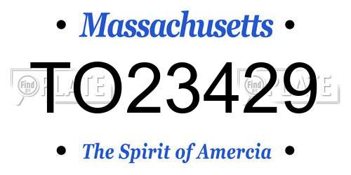TO23429 Massachusetts License Plate