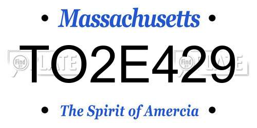 TO2E429 Massachusetts License Plate