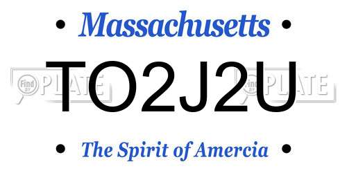 TO2J2U Massachusetts License Plate