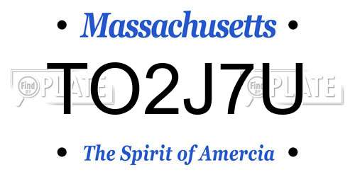 TO2J7U Massachusetts License Plate