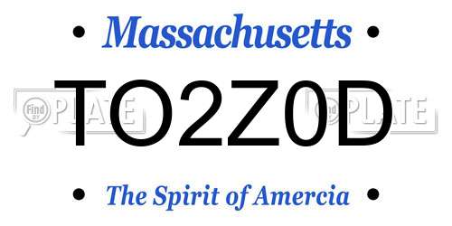 TO2Z0D Massachusetts License Plate