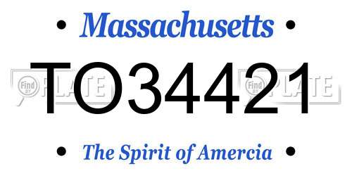 TO34421 Massachusetts License Plate