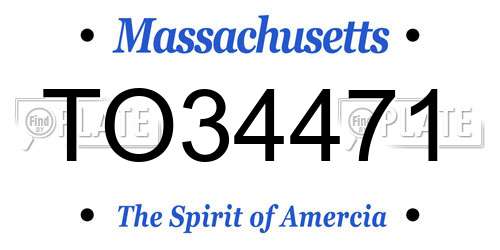 TO34471 Massachusetts License Plate