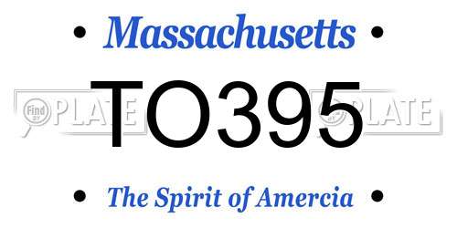 TO395 Massachusetts License Plate