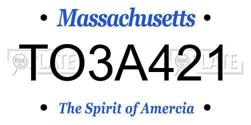 TO3A421 Massachusetts License Plate