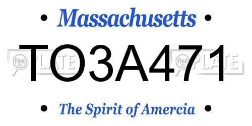 TO3A471 Massachusetts License Plate