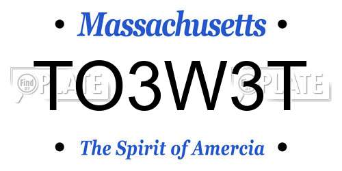 TO3W3T Massachusetts License Plate