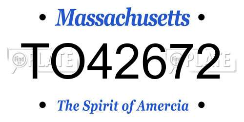 TO42672 Massachusetts License Plate