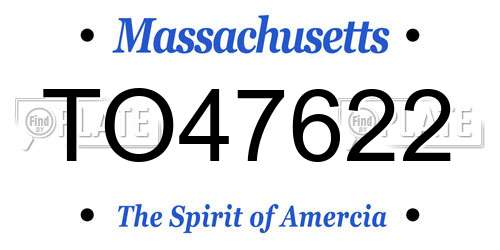 TO47622 Massachusetts License Plate