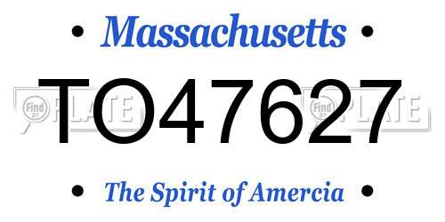 TO47627 Massachusetts License Plate