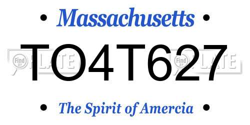 TO4T627 Massachusetts License Plate