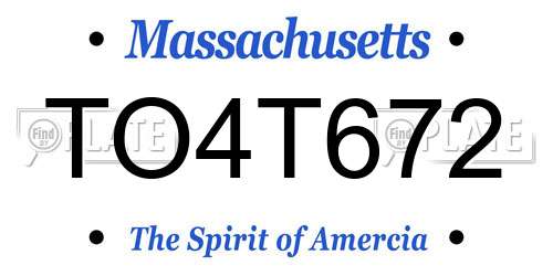 TO4T672 Massachusetts License Plate