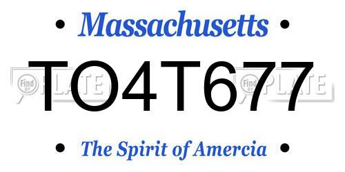 TO4T677 Massachusetts License Plate