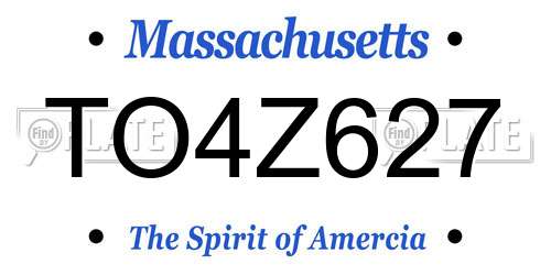 TO4Z627 Massachusetts License Plate