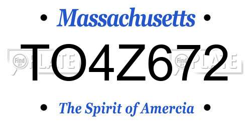 TO4Z672 Massachusetts License Plate